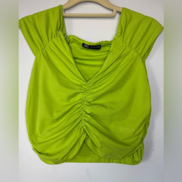 Zara Tops - Zara Lime Ruched Crop Top – Size L